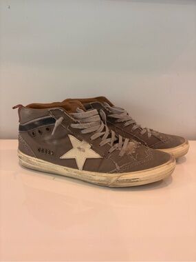 Golden Goose Mid Star Brown Canvas Sneakers Men 8 EU 41 w/ Dust Bag